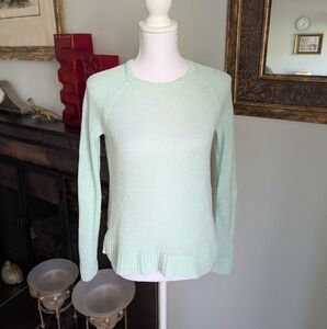 Eileen Fisher Wms PP (PXS) Mint Green Sheer Knit Linen Blend Sweater LongSLV 149
